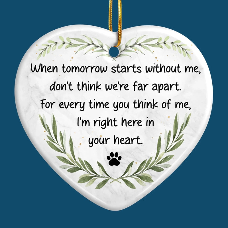Ornament - Ceramic Heart Shaped - Christmas Memorial Sympathy Gifts For Dogs, Cats - Love Never Fades