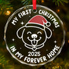 Circle Glass Ornament - Christmas Birthday Gifts For Dog Lovers, Dog Dad And Mom - Jingle Paws, Happy Heart