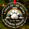 Circle Glass Ornament - Christmas Memorial Sympathy Gifts For Dogs, Cats - Paws Over The Rainbow