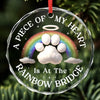 Circle Glass Ornament - Christmas Memorial Sympathy Gifts For Dogs, Cats - Paws Over The Rainbow