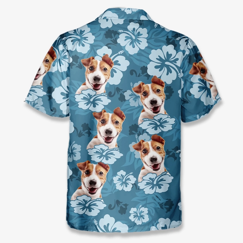 Custom Photo Unisex Tropical Hawaiian Aloha Shirt - Personalized Summer Vacation And Travel Gifts For Dog Cat Lovers, Dog Dad And Mom, Cat Owners - Island Vibes, Puppy Love