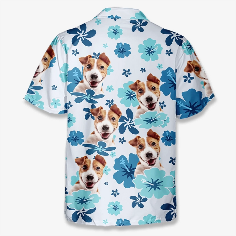 Custom Photo Unisex Tropical Hawaiian Aloha Shirt - Personalized Summer Vacation And Travel Gifts For Dog Cat Lovers, Dog Dad And Mom, Cat Owners - Beach Bum With My Pup