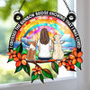 Custom Window Hanging Suncatcher Ornament -  Personalized Pet Memorial Gifts For Dogs, Cats - Until We Meet Again At The Rainbow Bridge