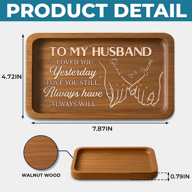 Custom Wooden Valet Tray - Personalized Anniversary Wedding Gifts For Husband And Wife, Him And Her - Thank You For Being My Forever, Couple Birthday Gifts For Him And Her