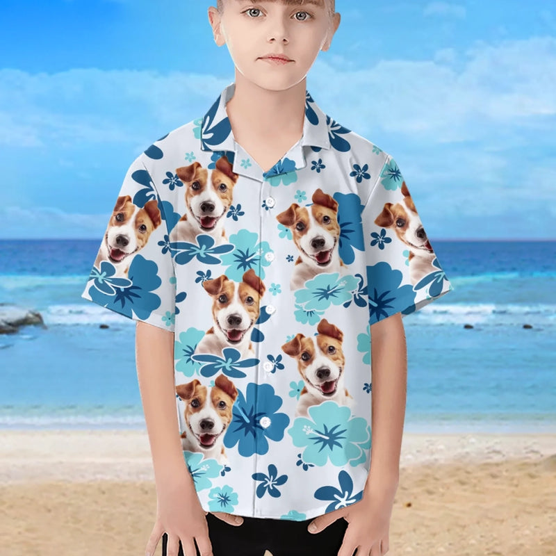 Custom Photo Unisex Tropical Hawaiian Aloha Shirt - Personalized Summer Vacation And Travel Gifts For Women And Men, Dog Cat Lovers - Furry Family Vibes