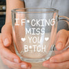 Custom Double Wall Glass Mug - Personalized Best Friend Birthday Gifts For Women - Miles Away Still Sharing Coffee