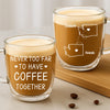 Custom Double Wall Glass Mug - Personalized Best Friend Birthday Gifts For Women - Miles Away Still Sharing Coffee