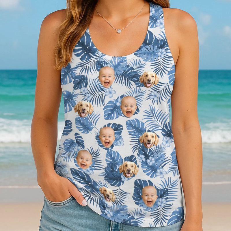 Custom Baby and Dog Photo Couple Gifts - Personalized 3D Tanktop