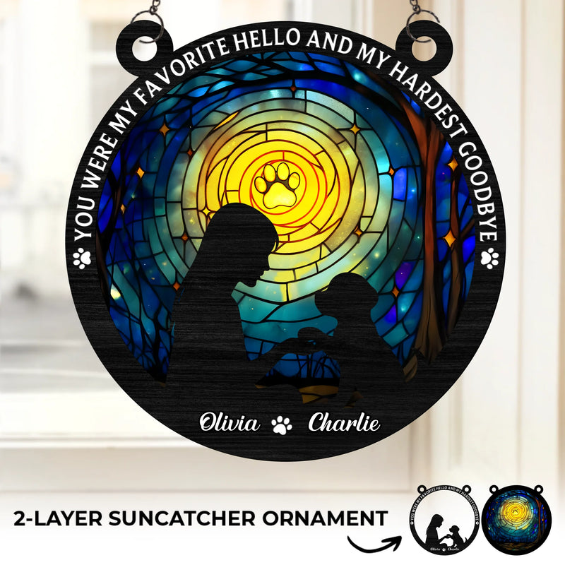 Custom Window Hanging Suncatcher Ornament - Personalized Pet Memorial Gifts For Dogs - Paws Forever Imprinted On My Soul