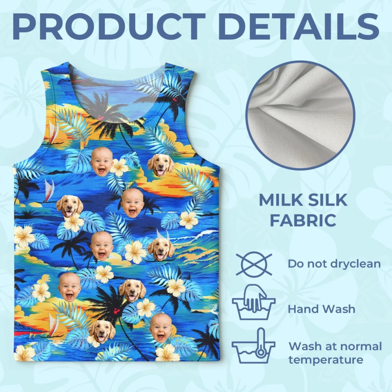 Custom Photo Baby and Dog Tropical Couple Gifts - Personalized 3D Tanktop