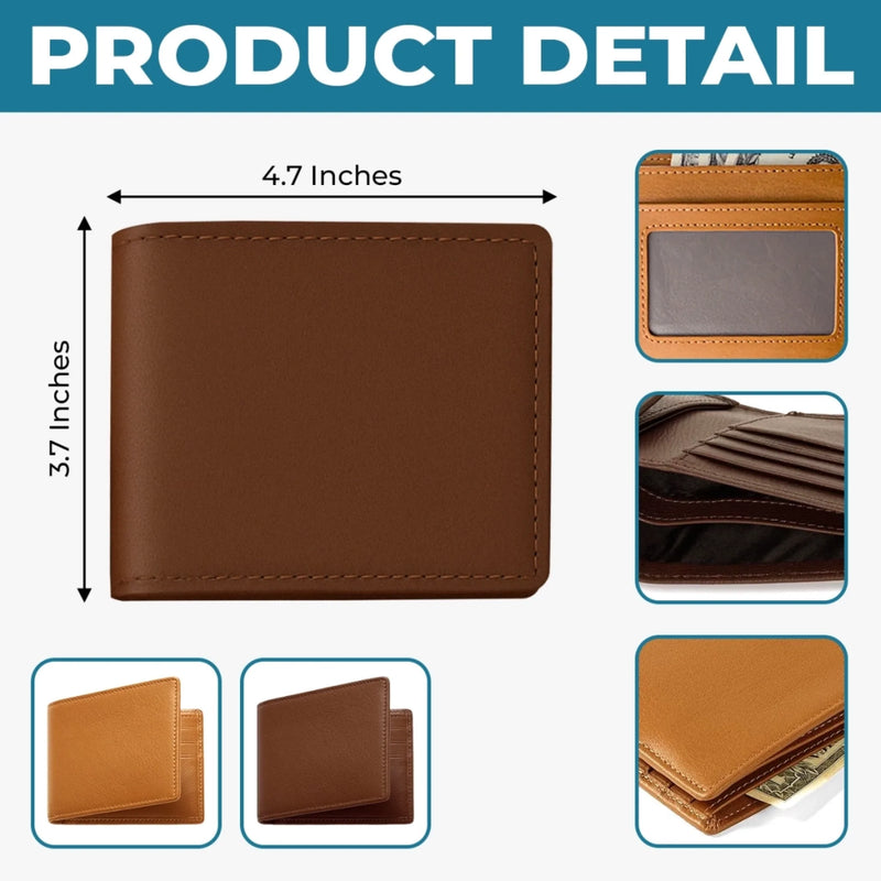 Custom Engraved Bifold Leather Wallet Two Sides - Personalized Anniversary Wedding Gifts For Husband And Wife, Him And Her - Love You Now And Always