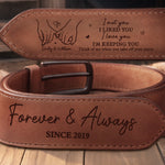 Custom Name Date Romantic Couple Gifts - Personalized Double-Sided Engraved Leather Belt