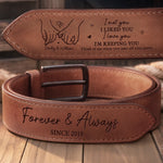 Custom Name Date Romantic Couple Gifts - Personalized Double-Sided Engraved Leather Belt