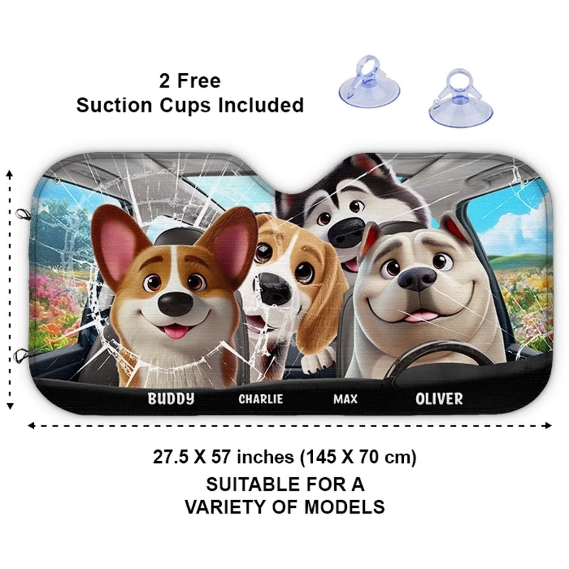 Custom Auto Windshield Sunshade, Car Window Protector - Personalized Birthday Gifts For Dog Lovers, Dog Dad And Mom - Too Cool to Brake