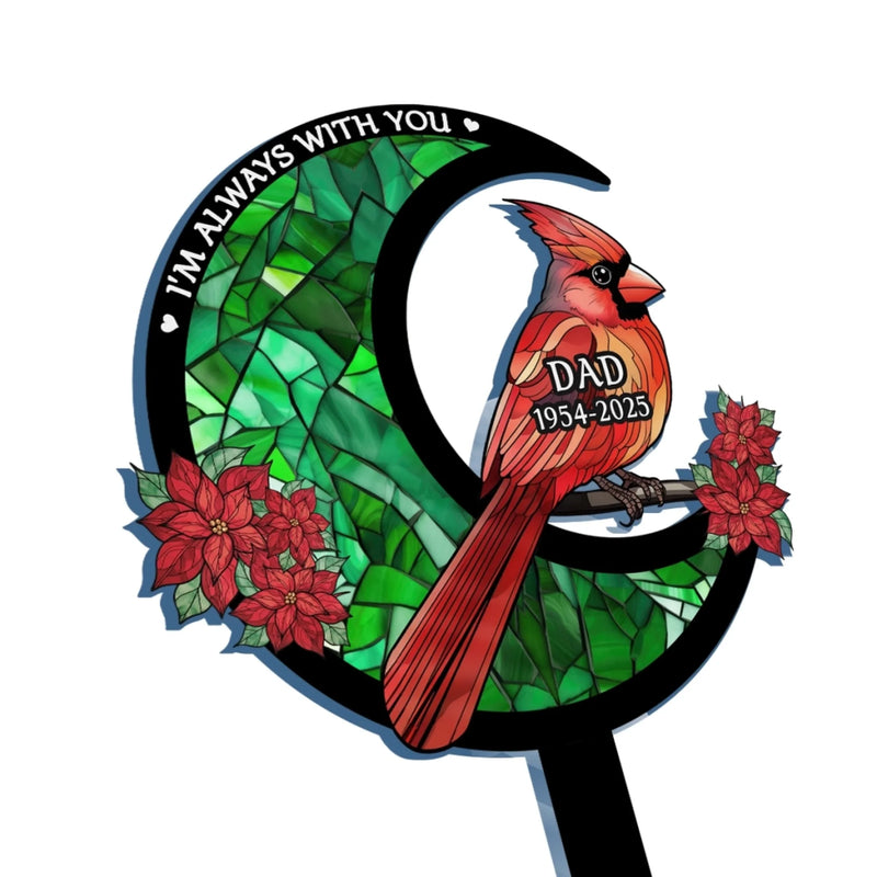 Custom Stain Glass Style Acrylic Garden Stake - Personalized Memorial Sympathy Gifts For Loss Of Mom, Dad - Loved Beyond Words