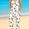 Custom Photo Casual Loose Overalls Jumpsuit - Personalized Summer Vacation And Travel Gifts For Dog Cat Lovers, Dog Dad And Mom, Cat Owners - Island Vibes, Puppy Tides