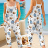 Custom Photo Casual Loose Overalls Jumpsuit - Personalized Summer Vacation And Travel Gifts For Dog Cat Lovers, Dog Dad And Mom, Cat Owners - Island Vibes, Puppy Tides