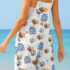 Custom Photo Casual Loose Overalls Jumpsuit - Personalized Summer Vacation And Travel Gifts For Dog Cat Lovers, Dog Dad And Mom, Cat Owners - Island Vibes, Puppy Tides