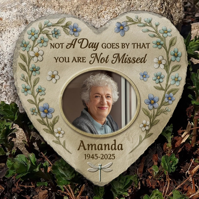 Custom Photo Heart Shaped Memorial Stone - Personalized Memorial Sympathy Gifts For Loss Of Mom, Dad - Memories Last Forever
