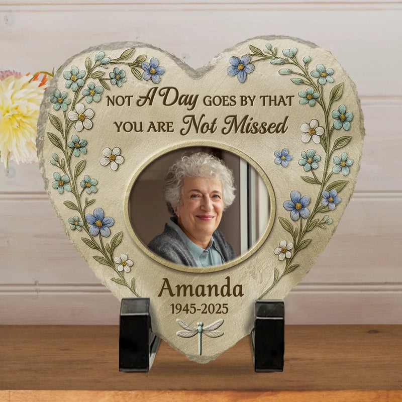 Custom Photo Heart Shaped Memorial Stone - Personalized Memorial Sympathy Gifts For Loss Of Mom, Dad - Memories Last Forever