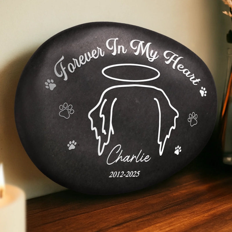 Custom Printed Rock - Personalized Pet Memorial Gifts For Dogs, Cats - Always Remembered, Forever Loved