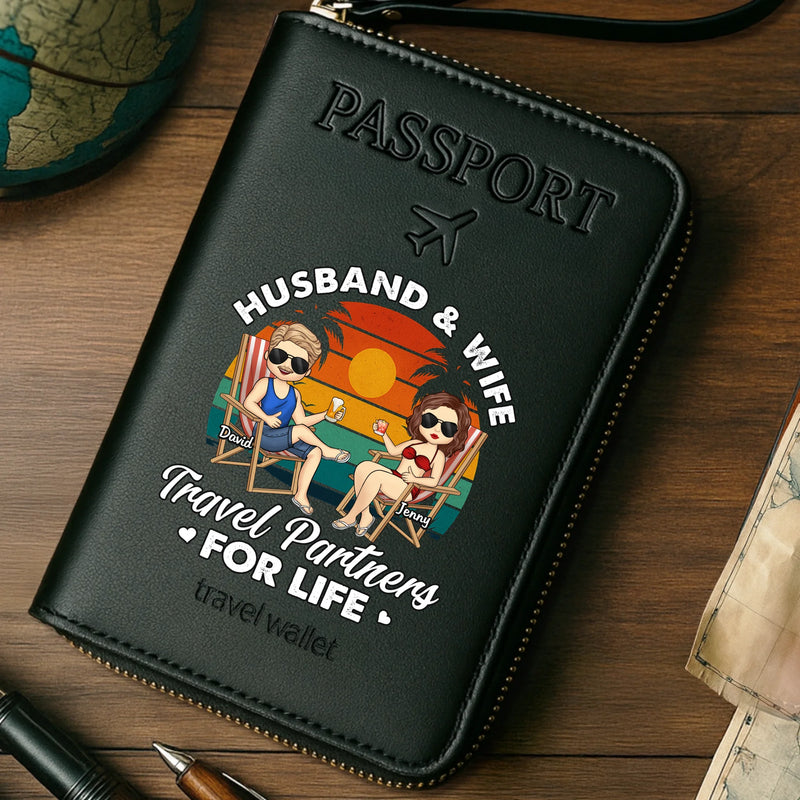 Custom Passport Wallet, Passport Holder - Personalized Summer Vacation And Travel Gifts For Husband And Wife, Him And Her - Adventure Awaits Us Together
