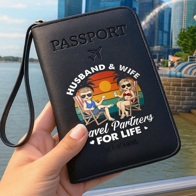 Custom Passport Wallet, Passport Holder - Personalized Summer Vacation And Travel Gifts For Husband And Wife, Him And Her - Adventure Awaits Us Together