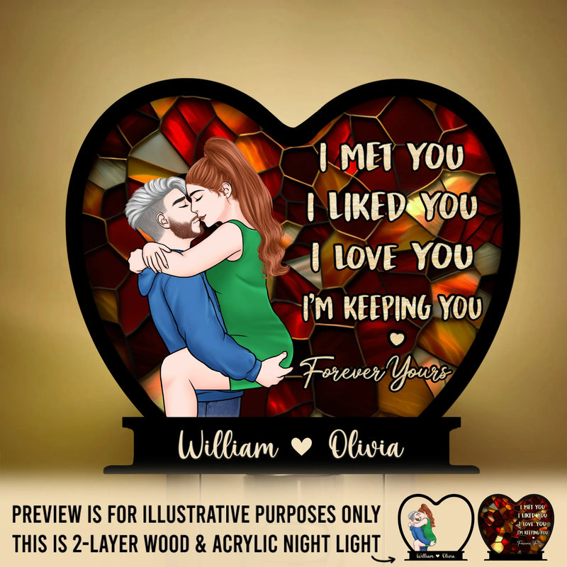 Custom Wood And Acrylic Night Light - Personalized Anniversary Wedding Gifts For Husband And Wife, Him And Her - Forever Yours