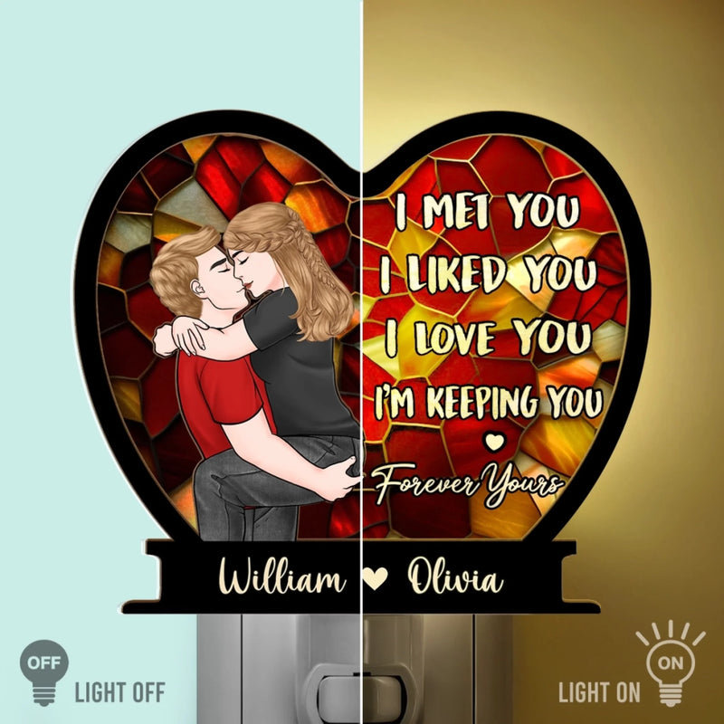 Custom Wood And Acrylic Night Light - Personalized Anniversary Wedding Gifts For Husband And Wife, Him And Her - Forever Yours