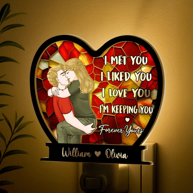Custom Wood And Acrylic Night Light - Personalized Anniversary Wedding Gifts For Husband And Wife, Him And Her - Forever Yours