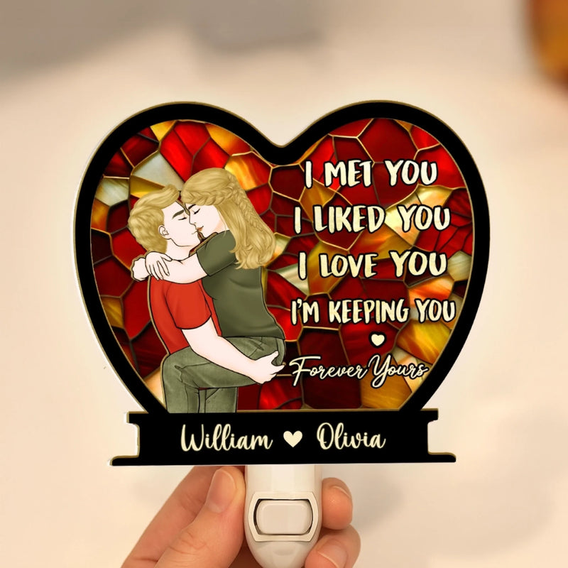 Custom Wood And Acrylic Night Light - Personalized Anniversary Wedding Gifts For Husband And Wife, Him And Her - Forever Yours