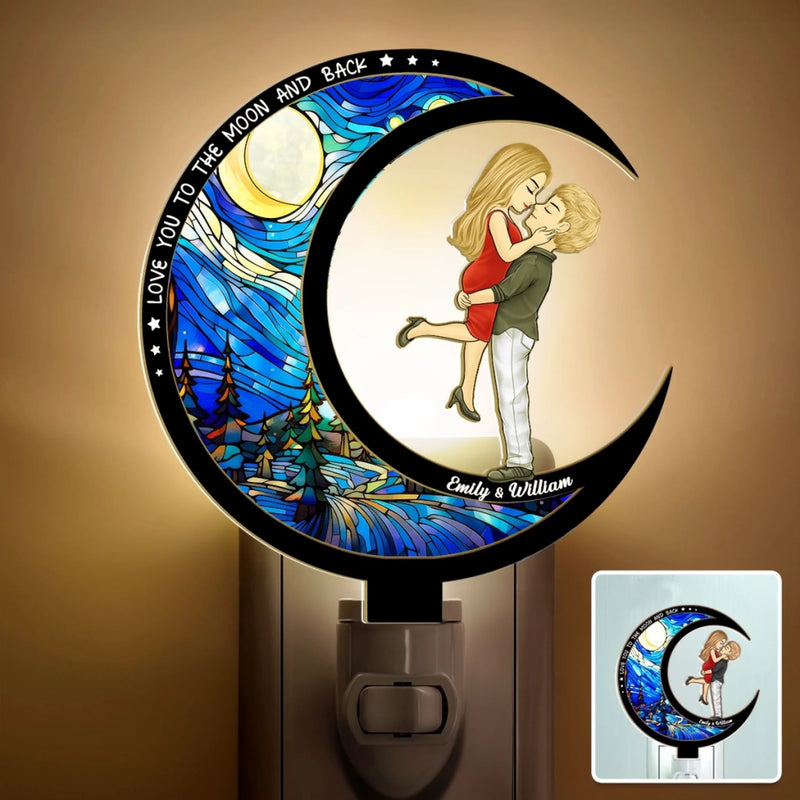 Custom Wood And Acrylic Night Light - Personalized Anniversary Wedding Gifts For Husband And Wife, Him And Her - Our Love Shines At Night