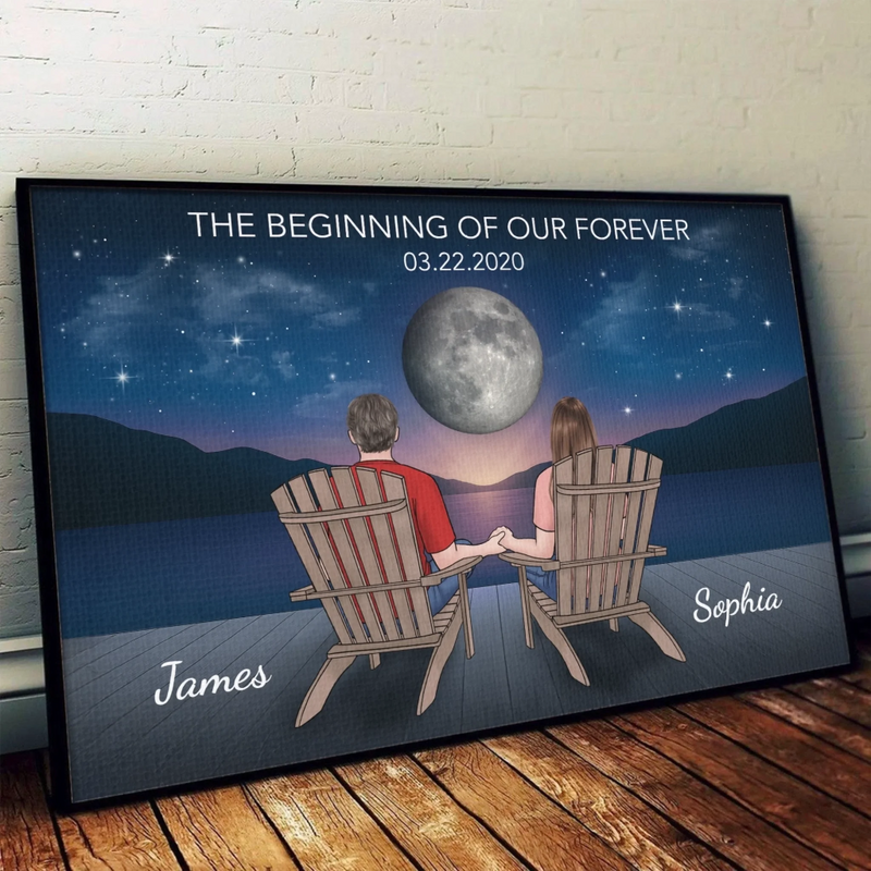 Custom Name Moonlit Couple Gifts - Personalized Poster