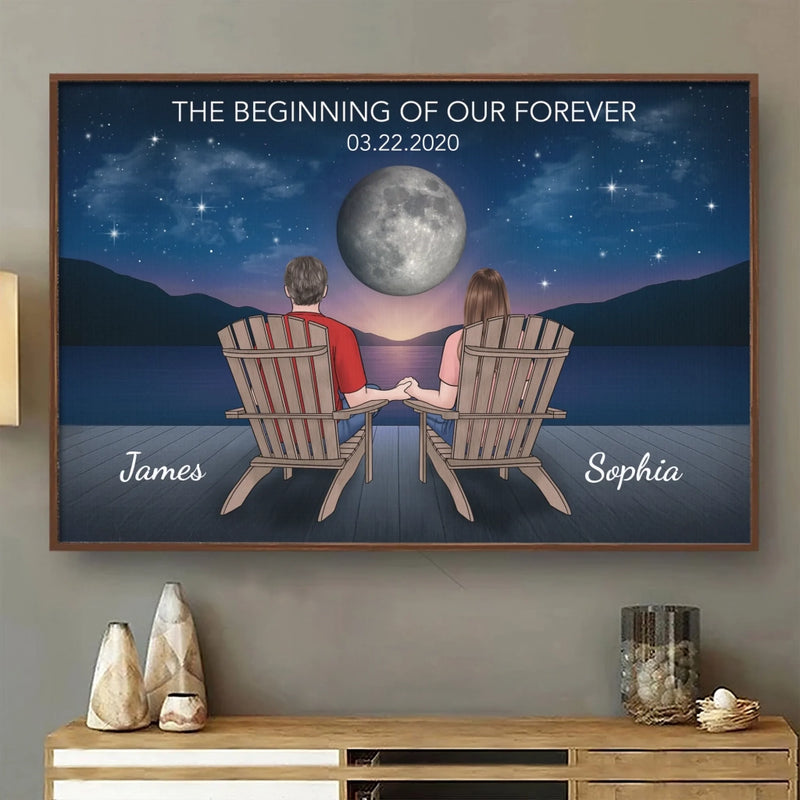 Custom Name Moonlit Couple Gifts - Personalized Poster