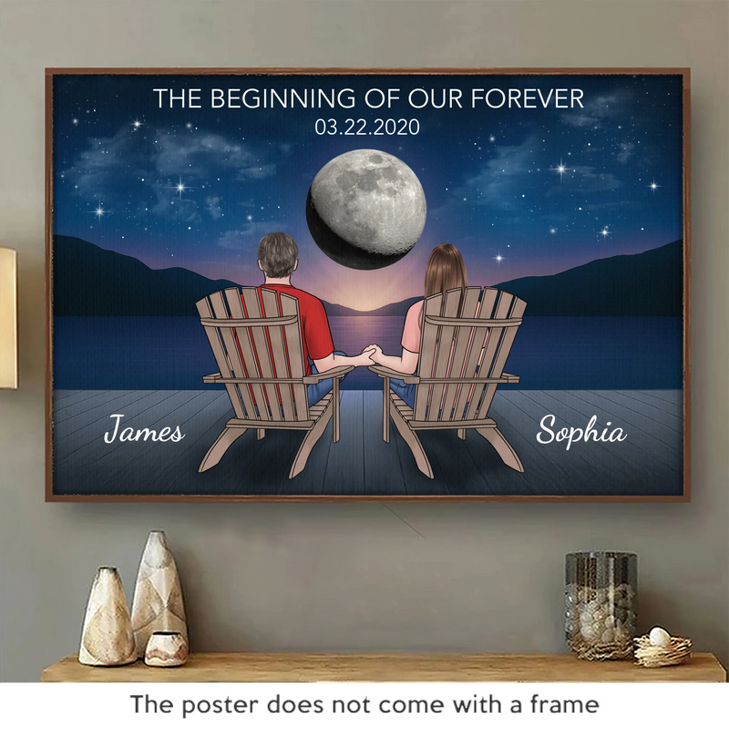 Custom Name Moonlit Couple Gifts - Personalized Poster