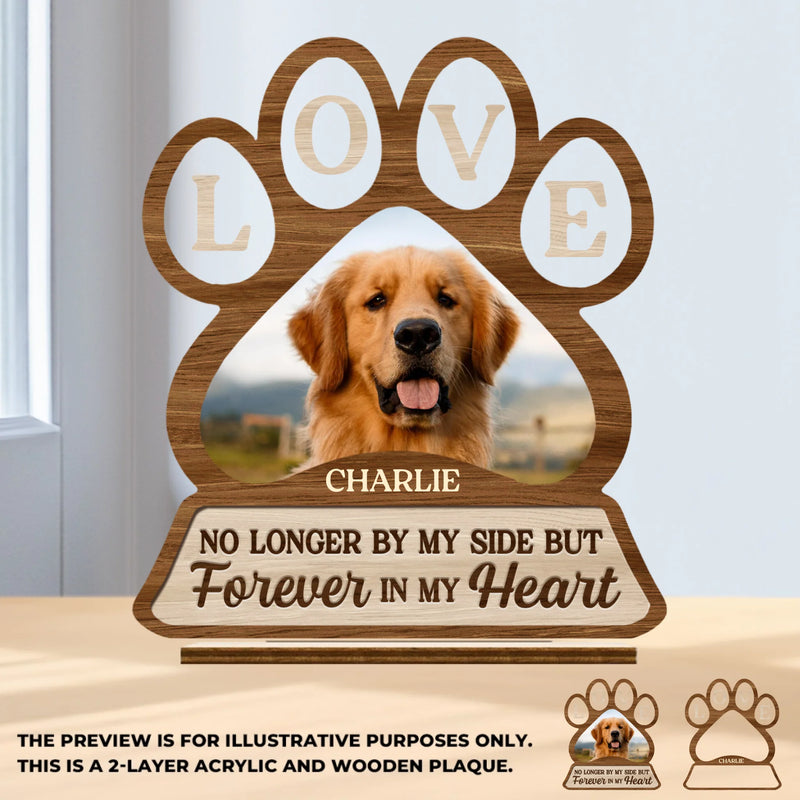 Custom Photo Wood & Acrylic Plaque -  Personalized  Pet Memorial Sympathy Gifts For Dogs, Cats - You Left Paw Prints On My Heart