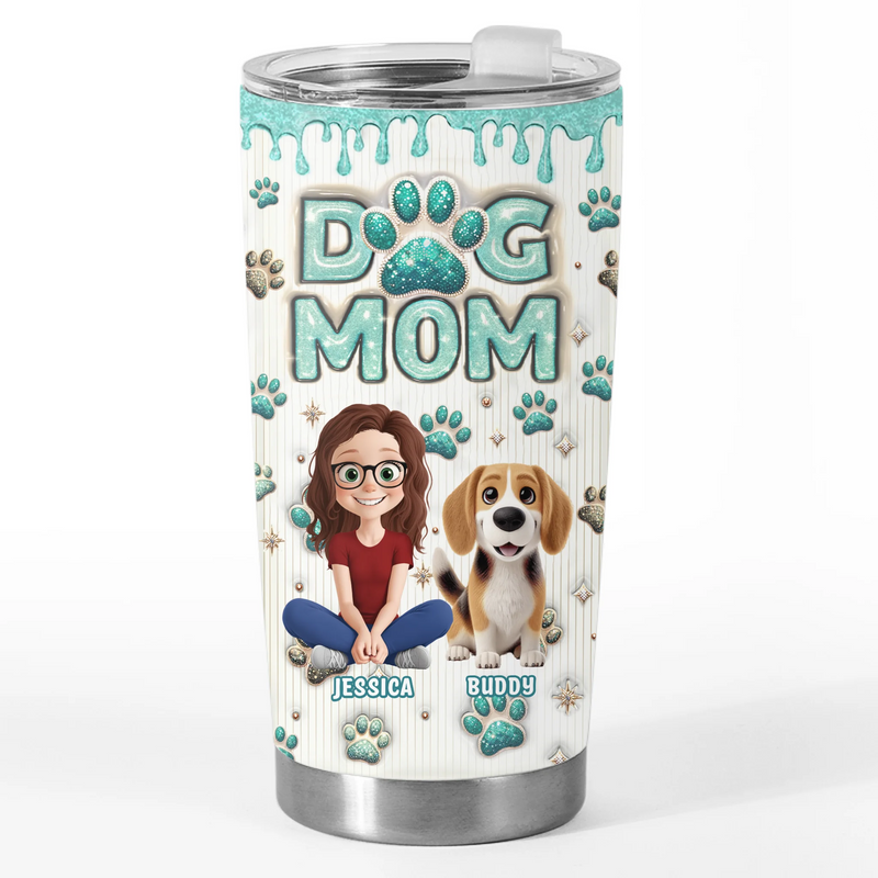 Custom 3D Inflated Effect Printed Tumbler - Personalized Birthday Gifts For Dog Lovers, Dog Dad And Mom - Dog Kisses Fix Everything