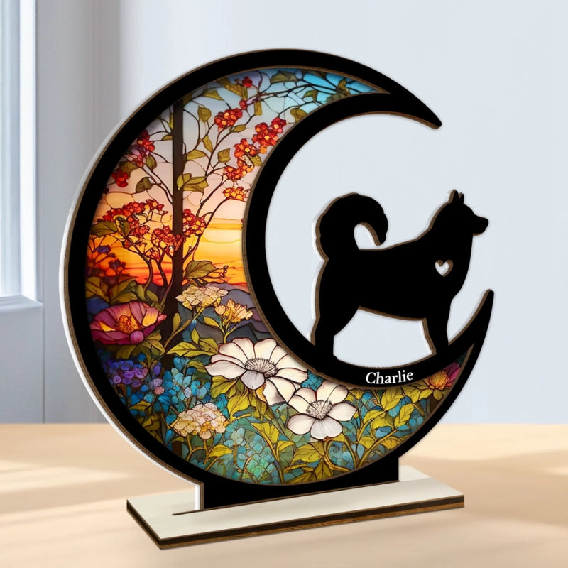 Custom Wood & Acrylic Plaque -  Personalized Pet Memorial Sympathy Gifts For Dogs - Paw Prints On My Heart