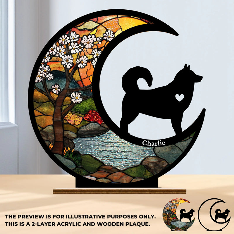 Custom Wood & Acrylic Plaque -  Personalized Pet Memorial Sympathy Gifts For Dogs - Paw Prints On My Heart