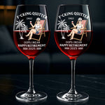 Custom Name Funny Retirement Gifts for Women - Personalized Thin Wine Glass