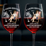 Custom Name Funny Retirement Gifts for Women - Personalized Thin Wine Glass