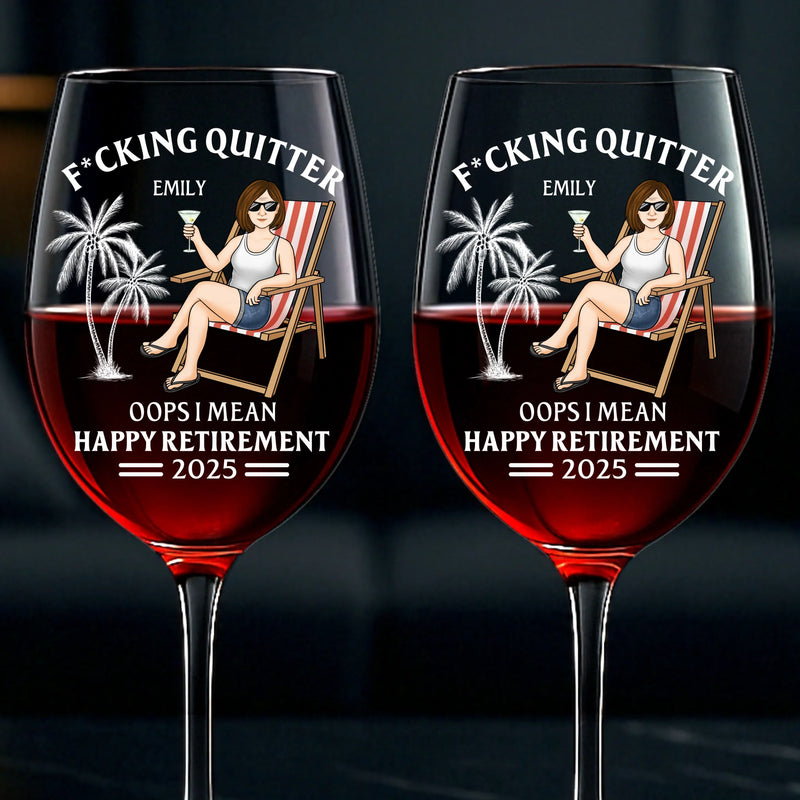 Custom Stemmed Wine Glass - Personalized Retirement Gifts For Women, Men - Relaxation Expert