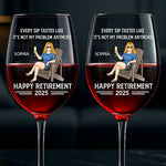 Custom Name Retirement Gifts for Women - Personalized Thin Wine Glass