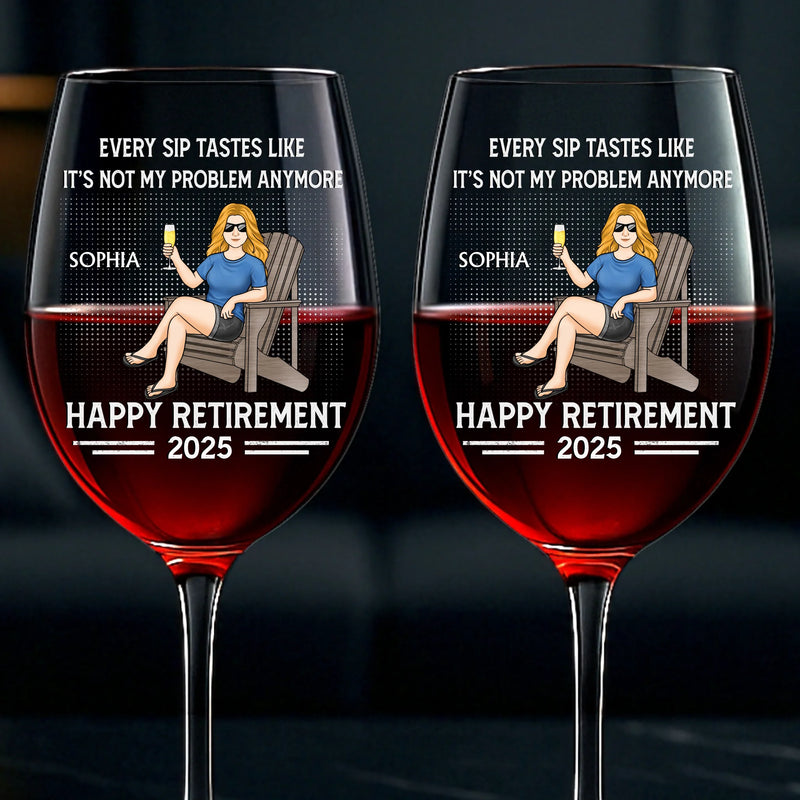 Custom Name Retirement Gifts for Women - Personalized Thin Wine Glass