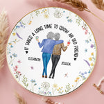 Custom Name Old Friend Gifts for Women - Personalized Full-Print Jewelry Round Dish