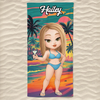 Custom Beach Towel - Personalized Summer Vacation And Travel Gifts For Women, Men - Sandy Toes, Sassy Nose