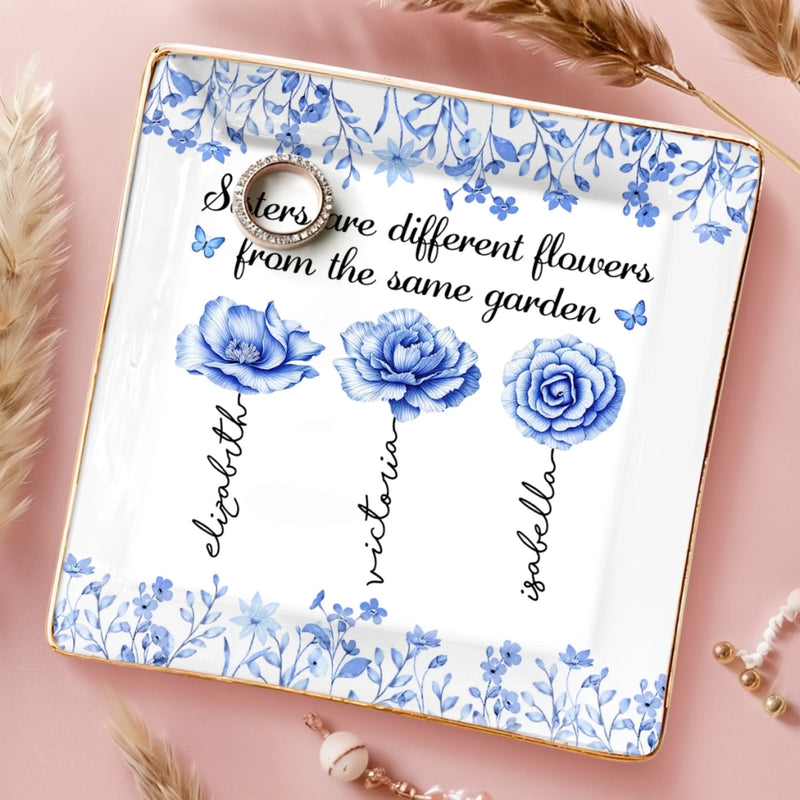 Custom Full-Print Jewelry Dish - Personalized Best Friend Birthday Gifts For Women - Forever Blossoming Side By Side