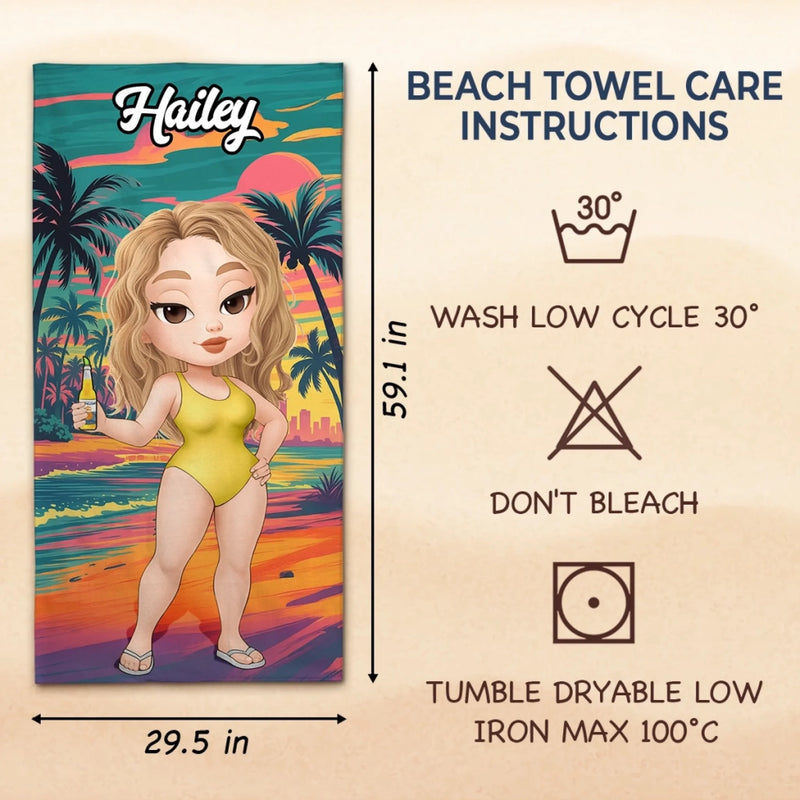 Custom Beach Towel - Personalized Summer Vacation And Travel Gifts For Women, Men - Sandy Toes, Sassy Nose