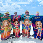 Custom Name Cartoon Beach Gifts for Women - Personalized Beach Towel