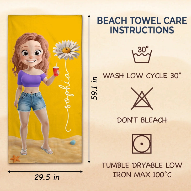 Custom Beach Towel - Personalized Summer Vacation And Travel Gifts For Women, Men - Tan Lines And Good Times